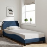 VidaXL Cadru de pat cu tăblie fără saltea, albastru, 90x190 cm, textil