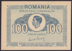 Bancnota Romania 100 Lei 1945 - P78 UNC ( Ministerul Finantelor - Regele Mihai ) foto