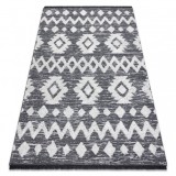 Covor ECO SISAL BOHO MOROC Etno Zig zag 22319 franjuri - două niveluri de l&acirc;nă gri / cremă, covor reciclat, 194x290 cm, Dreptunghi