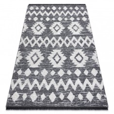 Covor ECO SISAL BOHO MOROC Etno Zig zag 22319 franjuri - doua niveluri de lana gri / crema, covor reciclat, 78x150 cm foto