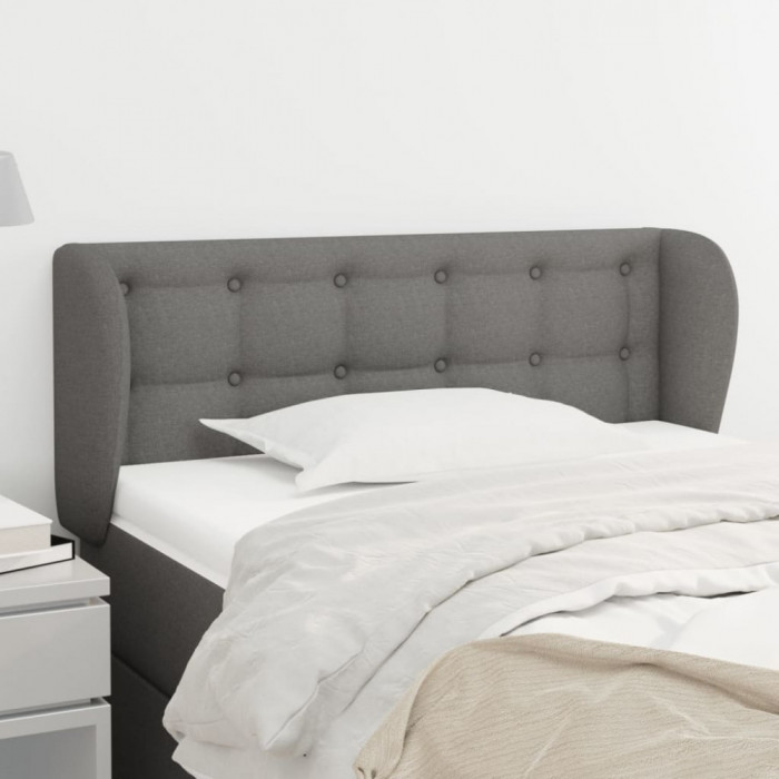 vidaXL Tăblie de pat cu aripioare gri &icirc;nchis 83x23x78/88 cm textil