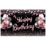 Banner Tip Fundal pentru Poze, Cyrax, din Panza, 185 x 110 cm, Sfoara 6 m, Prindere in 4 Colturi, Negru/Roz