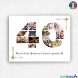 Tablou Canvas Personalizat 40 Ani cu Poze si Text, Decoratiune Casa, Panza Imprimata, Agatatoare Inclusa