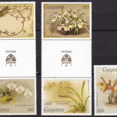 Guyana 1986 flori orhidee - 7 MI 1548-1552 MNH
