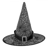 Pălărie Deghizare Halloween, Panza de Păianjen, Glitter Negru Argintiu, Cataramă Argintie, Negru, Oem