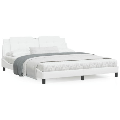 Cadru de pat cu tablie, alb, 180x200 cm, piele ecologica GartenMobel Dekor foto