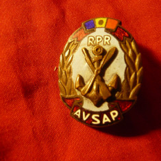 Insigna AVSAP , metal si email RPR , h= 2,8 cm