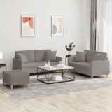 VidaXL Set de canapele cu perne, 3 piese, gri taupe, textil