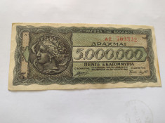 Bancnota 5000000 drahme 1944 Grecia foto