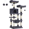FEANDREA Ansamblu de joaca pentru pisici, tip copac, cu 3 culcusuri si ascunzatoare, 55x45x143cm, gri inchis Household NewTrend