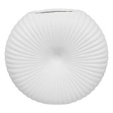 Vază Decorativă Ceramică, Model Raze Reliefate, Alb, 20x6x19cm, Oem