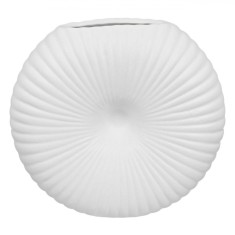 Vază Decorativă Ceramică, Model Raze Reliefate, Alb, 20x6x19cm