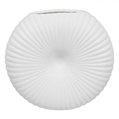 Vază Decorativă Ceramică, Model Raze Reliefate, Alb, 20x6x19cm foto