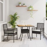 VidaXL Set de dining pentru grădină cu perne Negru Ratan sintetic