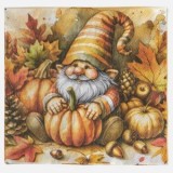 Servetele de masă cu gnome portocalii și flori, 2 straturi, 40x40cm, CMCLASS