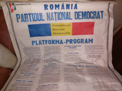 Afis electoral-PARTIDUL NATIONAL DEMOCRAT-PLATFORMA PROGRAM-Gruparea D.de centru foto