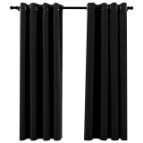 Perdele opace, aspect panza, 2 buc., antracit, 140 x 175 cm