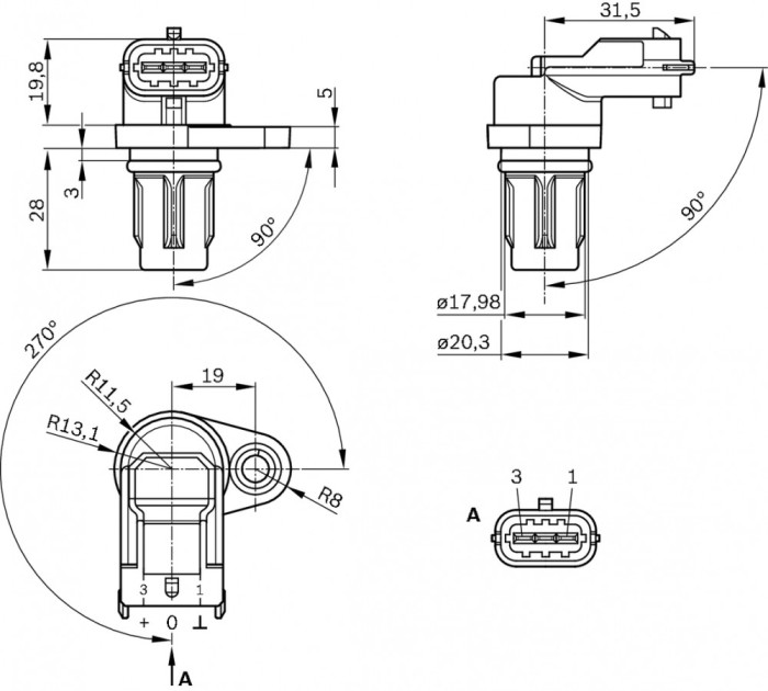 BOSCH 0 232 103 097 senzor,pozitie ax cu came