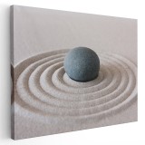 Tablou canvas piatra Zen si nisip, crem, gri 1311 Tablou canvas pe panza CU RAMA 70x100 cm
