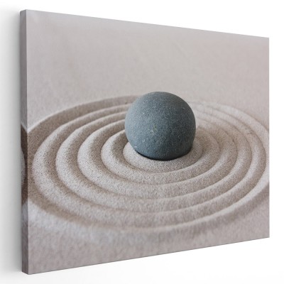 Tablou canvas piatra Zen si nisip, crem, gri 1311 Tablou canvas pe panza CU RAMA 40x60 cm foto