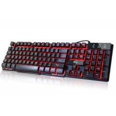 Tastatura Gaming USB Rii tek RK100 Butoane multimedia Iluminata in 3 culori Negru foto