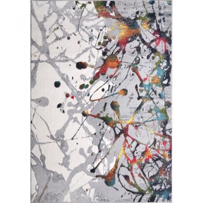 Covor Model Abstract 11187-190, Marime 80 x 150 cm, Gri, Inaltime Fir 9 mm, Antialergic, Polipropilena, Living, Dormitor, Sufragerie, Birou foto
