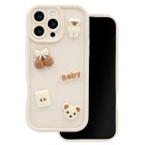 Husa pentru Apple iPhone 16 Pro, OEM, Ultra Trendy 3D Bear, Bej