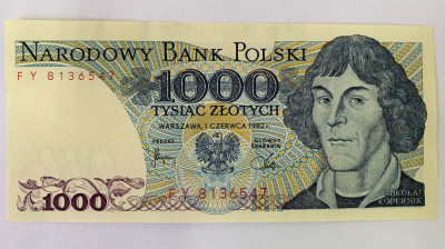 Bancnota 1000 ZLOTI - 1982 - Polonia - P-146c foto