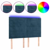 Cumpara ieftin Tablie de pat cu LED, albastru inchis, 144x5x118/128cm, catifea