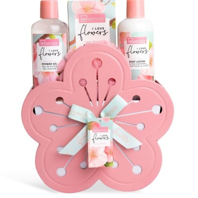 Set 4 produse cosmetice I love Flowers, IDC Institute 44052, pink, 600 ml foto