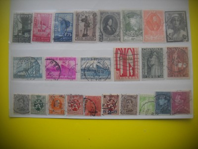 HOPCT LOT NR 594 BELGIA -24 TIMBRE VECHI-STAMPILAT foto