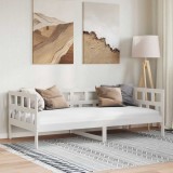 Cumpara ieftin Pat de zi, alb, 80x200 cm, lemn masiv de pin