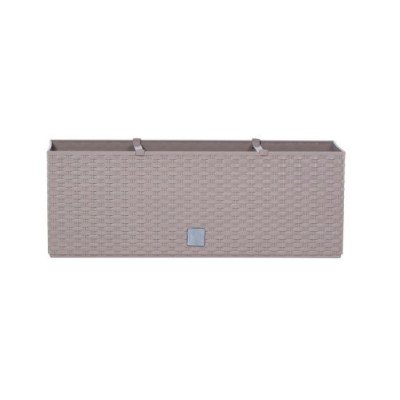 Jardiniera decorativa, sistem irigare, imitatie ratan, cafeniu, 30 L, 60x25x24 cm, Rato Case foto