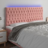 VidaXL Tăblie de pat cu LED, roz, 200x7x118/128 cm, catifea