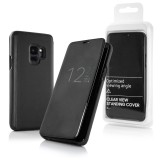 Husa Flip Clear View Samsung Galaxy S9, Negru - Protectie Socuri si Zgarieturi, Piele Ecologica
