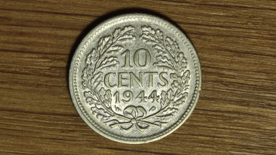 Olanda -moneda colectie superba- 10 cents 1944 argint -Wilhelmina- necirculata foto