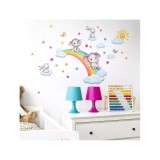 Cumpara ieftin Sticker Perete Autocolant Elefanti pe Curcubeu - 76x55cm - 96435