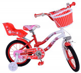 Bicicleta Volare Lovely pentru fete, culoare rosu/alb, 14 inch, frana de mana fa PB Cod:1492