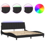 Cumpara ieftin Cadru de pat cu LED fara saltea, Hanko, negru, 180x200 cm, catifea