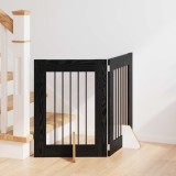 vidaXL Poartă pentru c&acirc;ini cu suporturi 2 pcs Stejar Negru 60 x 60 cm 892145