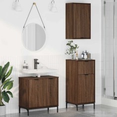 vidaXL Set de mobilier pentru baie 3 pcs Stejar brun 39.5 x 36 x 88 cm