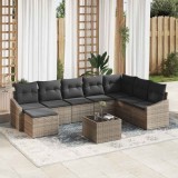 Cumpara ieftin Set de masă pentru grădină cu pernă 9 pcs Gri deschis