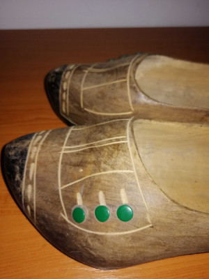 Papuci de lemn olandezi vintage saboti de lemn Olanda 22 cm/36 foto