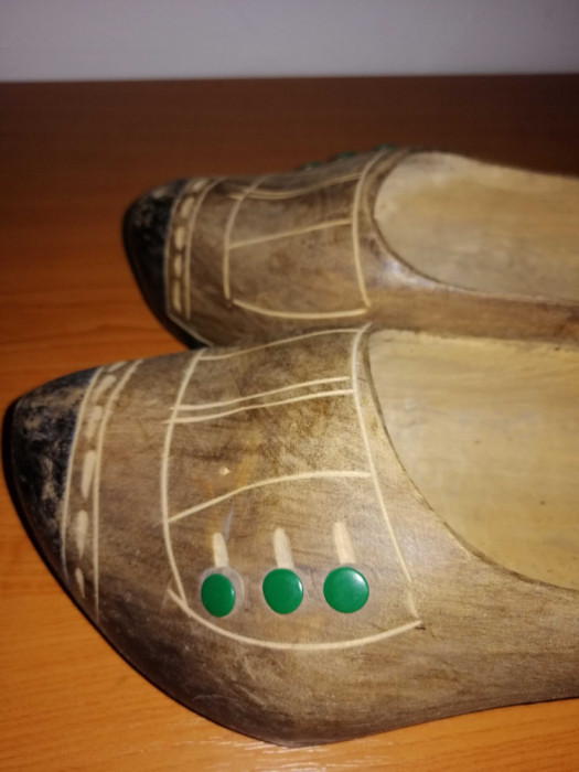 Papuci de lemn olandezi vintage saboti de lemn Olanda 22 cm/36