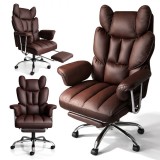 Scaun de birou maro inchis, cu suport picioare, piele ecologica, max 150 kg, 68x115-124 cm, JollyMag, KO50BR