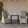 VidaXL Set de masă pentru grădină, 3 piese, cu perne, bej, poliratan 3213455