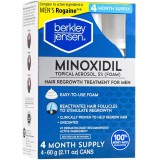 Set Spuma, Berkley Jensen, Minoxidil 5%, Tratament Impotriva Caderii Parului, pentru Barbati, fara Parfum, 4x 60ml
