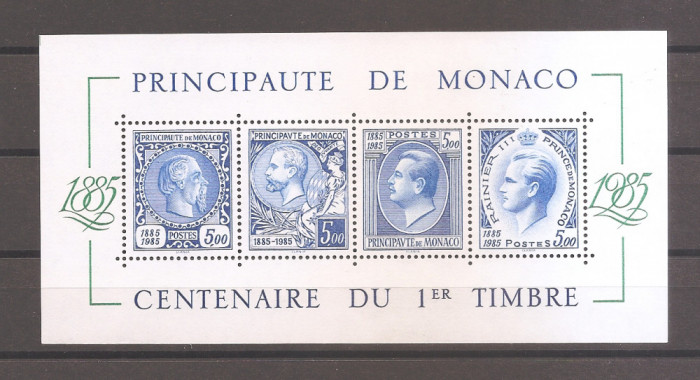 Monaco 1985 - 100 de ani de la primele timbre din Monaco (colita dt), MNH