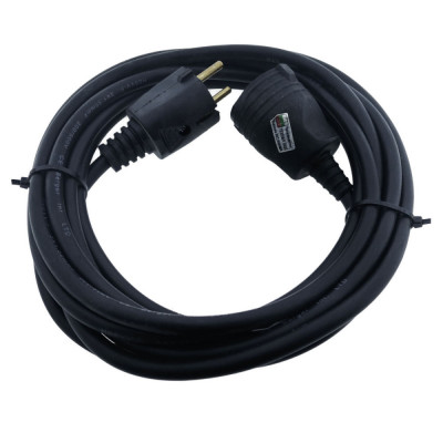 Cablu prelungitor, lungime 15m, pentru alimentare electrica, cu stecher si cupla cauciucate, material bachelita, negru foto