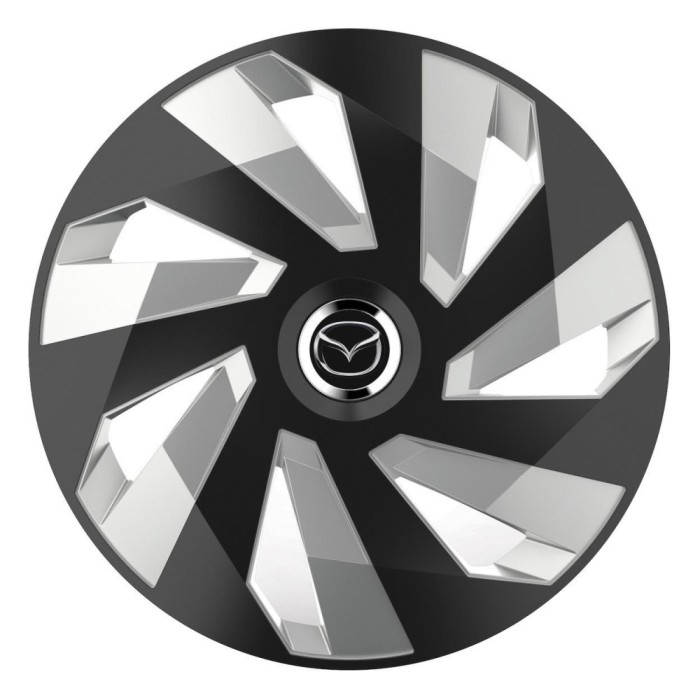 Set 4 Capace Roti, potrivite jantelor de R16, pentru Mazda, model vector black and silver